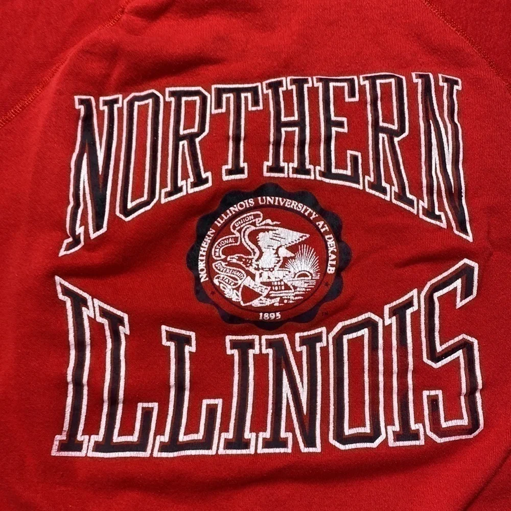 Vintage Artex University Northern Illinois Red Crewneck Sweatshirt Raglan Sleeve